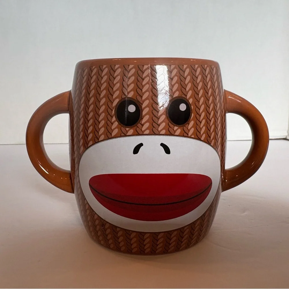 Sock Monkey brown 2-handle coffee mug